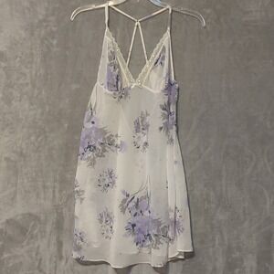La Vie En Rose Medium Womens Lingerie Teddy Negligee Floral And Lace Trim